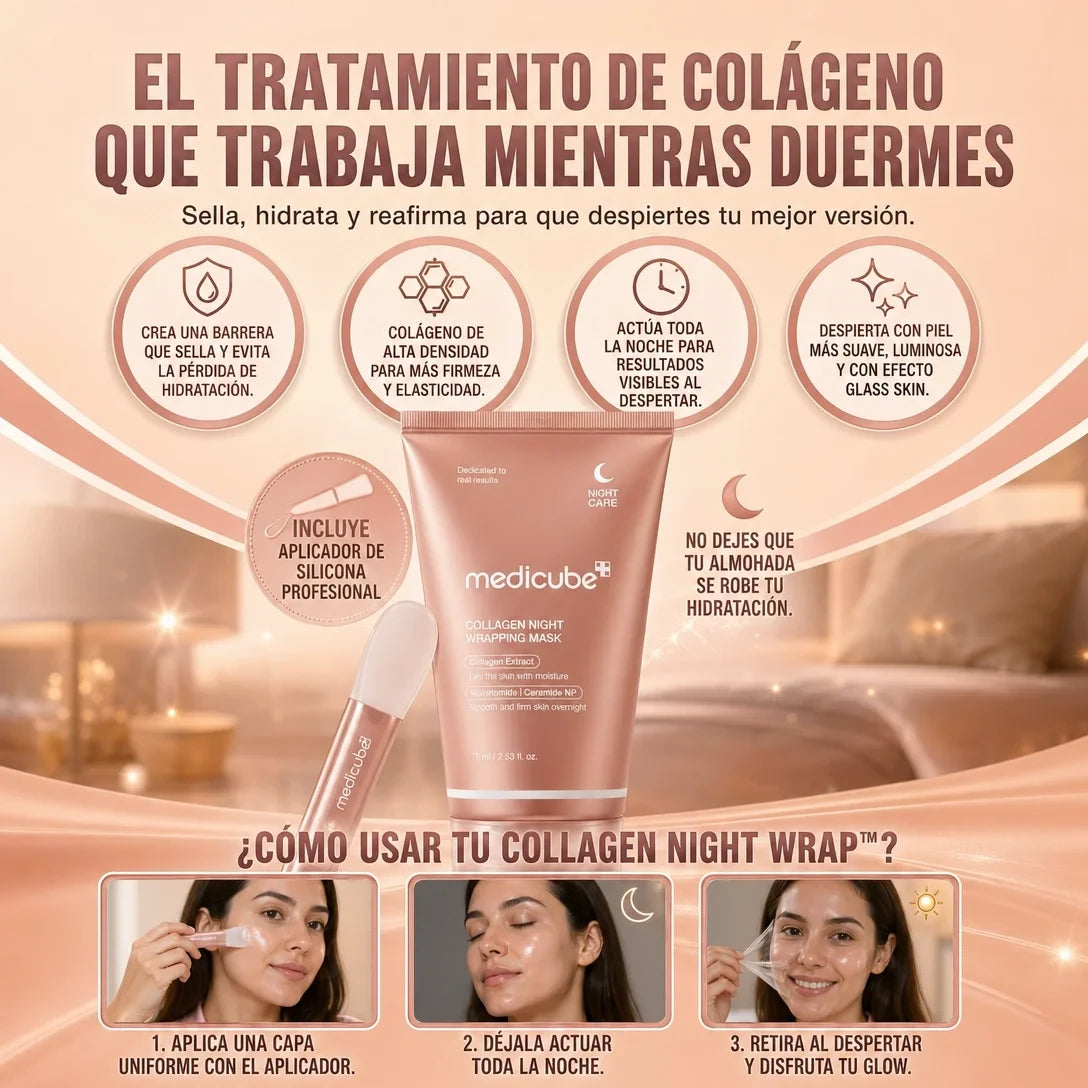 Collagen Night Wrapping Mask Medicube + Cepillo de silicona