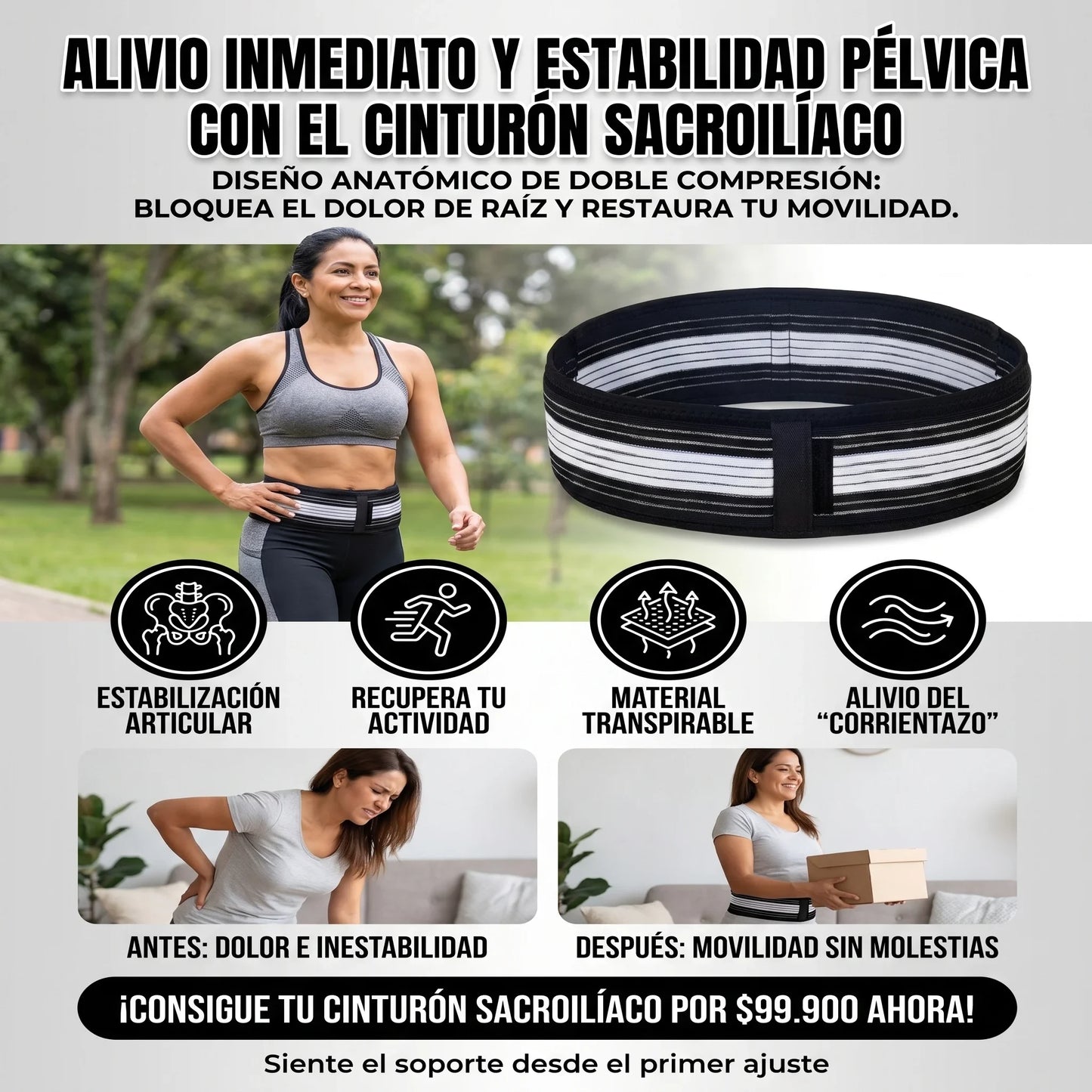 Cinturon Ciatica Lumbar Espalda