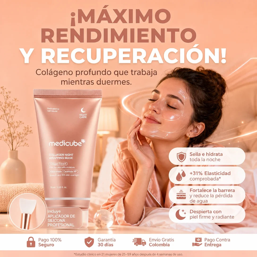 Collagen Night Wrapping Mask Medicube + Cepillo de silicona