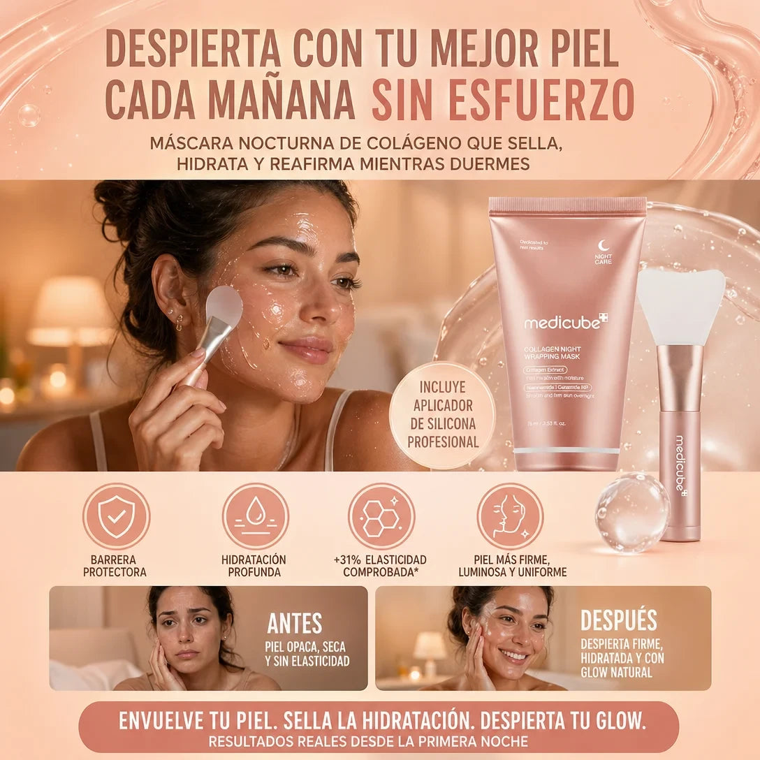 Collagen Night Wrapping Mask Medicube + Cepillo de silicona