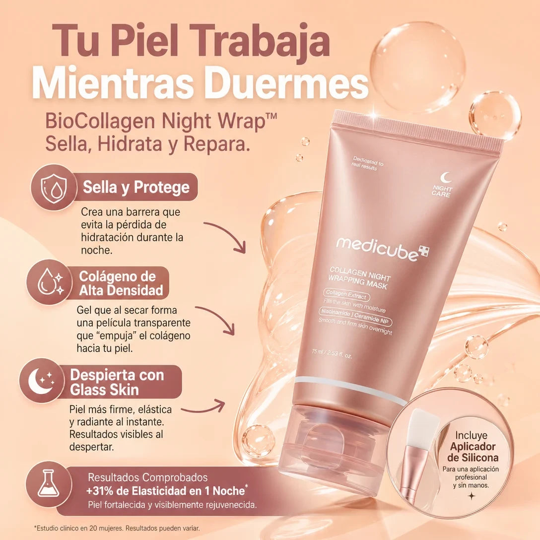 Collagen Night Wrapping Mask Medicube + Cepillo de silicona