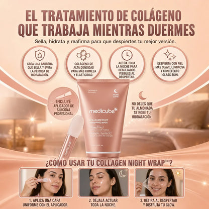 Collagen Night Wrapping Mask Medicube + Cepillo de silicona
